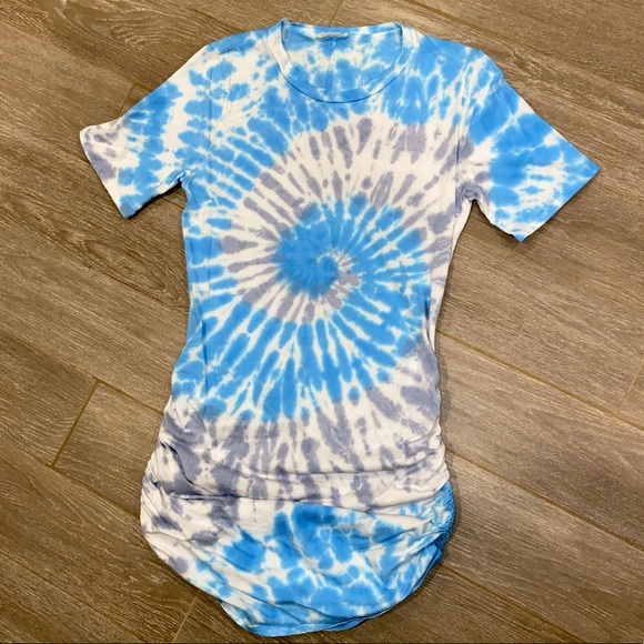 Deep Dive Cotton Tie Dye Ruched Dress - Picture 2 of 3